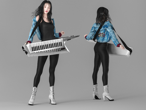 Modern keyboard player beauty