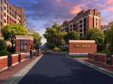 modern residential building entrance psd