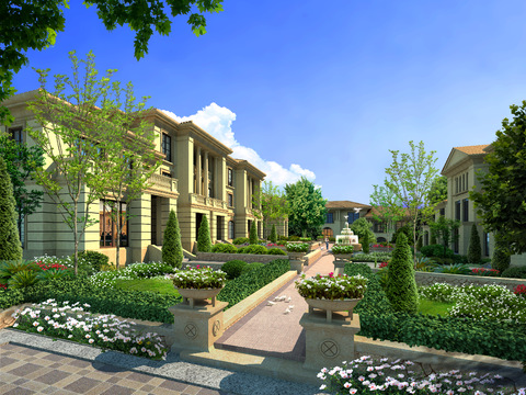 European-style townhouse psd