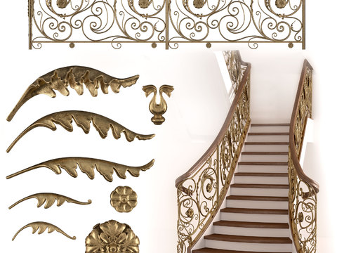 European-style carved iron staircase