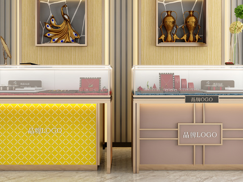 Modern Gold and Silver Jewelry Store Showcase