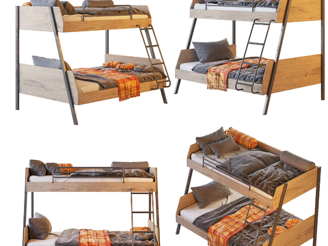 Nordic Wooden Upper and Lower Single Bed