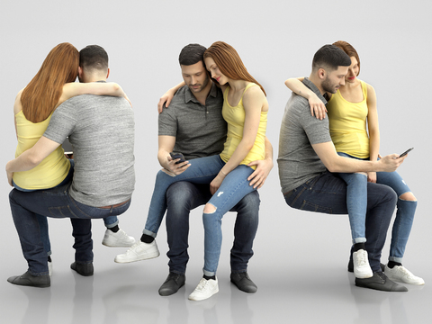 Modern figure couple sitting posture