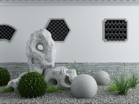 Neo-Chinese Style Green Planting Stone rockery Gardening Sits