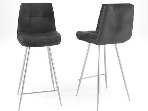 Modern Minimalist Stainless Steel Leather Bar Chair Free