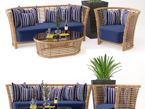 Southeast Asia Bamboo Outdoor Sofa Combination