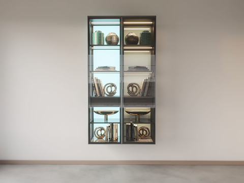 Wall-mounted glass display cabinet