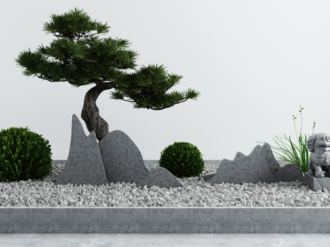 New Chinese pine rockery gardening sketch