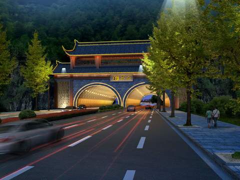 Chinese ancient building folk tunnel landscape psd