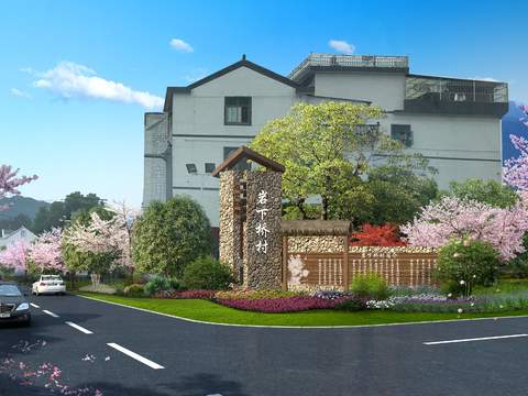 Neo-Chinese Style entrance landscape psd