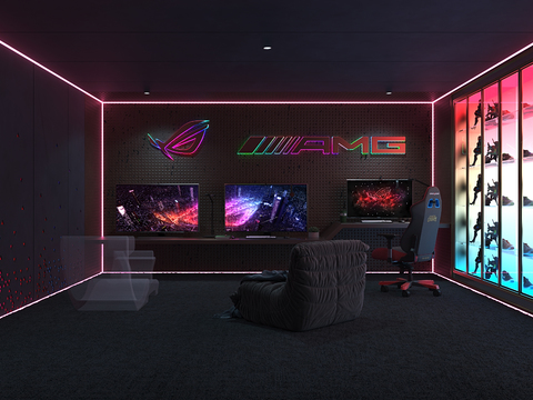 Modern Neon Internet Cafe E-sports Room