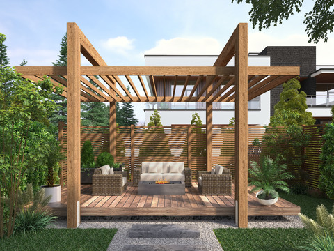 Modern gazebo courtyard garden