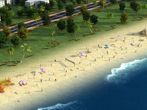 Modern Seaside Beach Landscape