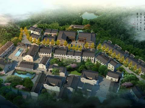 new chinese residential building bird's eye view psd