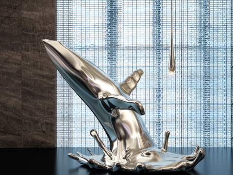 Modern Metal Whale Sculpture Ornaments