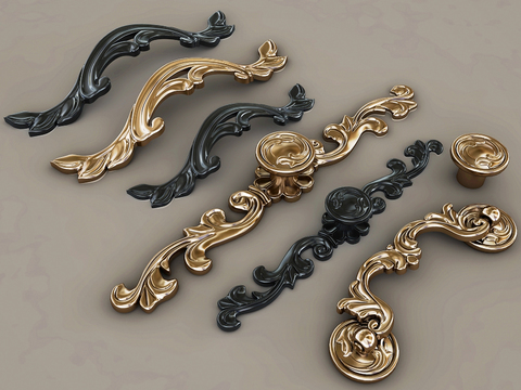 European-style metal carved handle combination