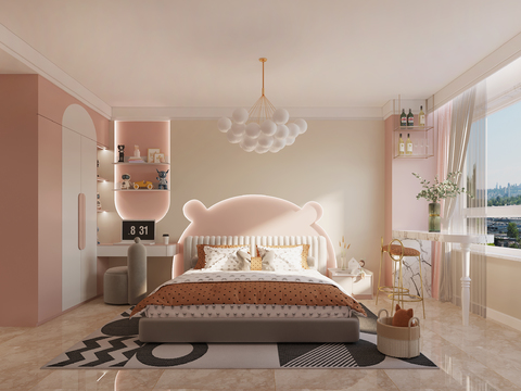 Cream Style kids Bedroom apartment free