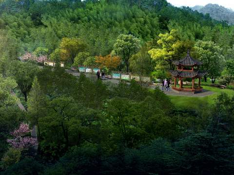 Chinese Park Gazebo Appearance Bird's Eye View psd