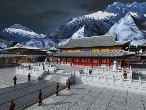 Chinese Ancient Architecture Snow Scene