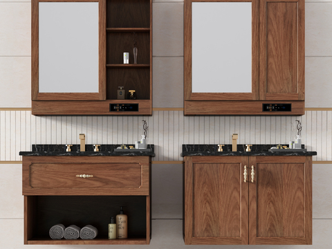 Modern Solid Wood Bathroom Cabinet Washstand