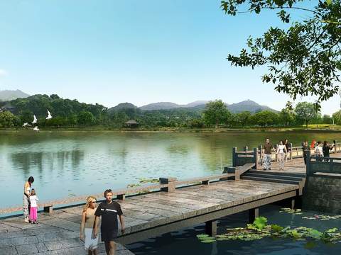 modern lakeside park landscape psd