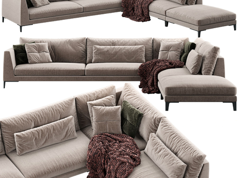 poliform modern fabric corner sofa