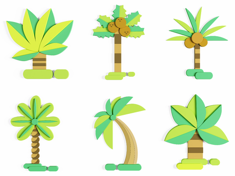 Modern Coconut Tree Cartoon Wall Decoration