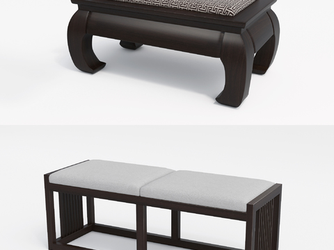 Neo-Chinese Style Foot Bed End Stool