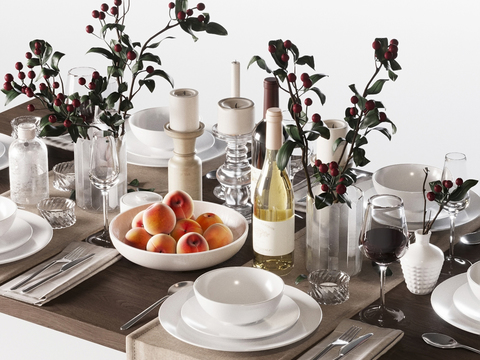 Nordic red wine peach tableware