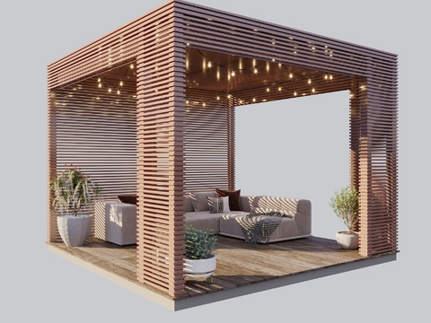 Modern Solid Wood Casual Pavilion Pavilion