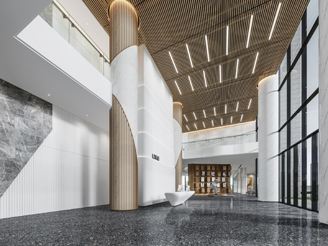 Front Desk in Lobby of Modern Office Building