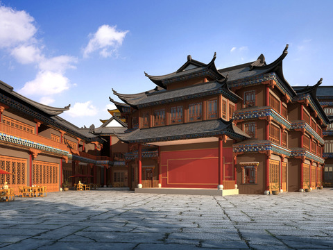 Chinese-style ancient stage