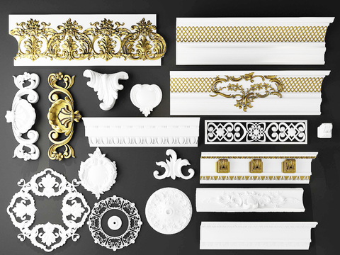 European-style carved plaster lines