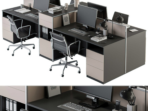 Modern office desk and chair card position