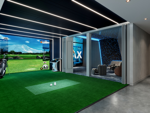 Indoor golf driving range AV room