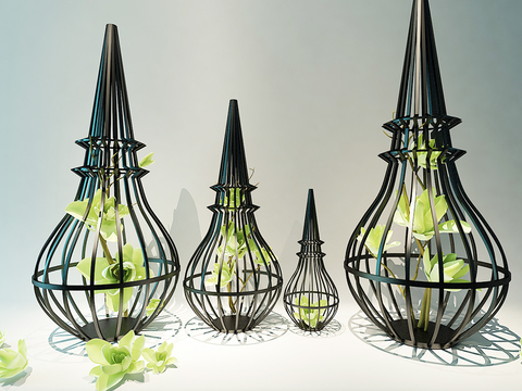 Modern flowers wrought iron ornaments