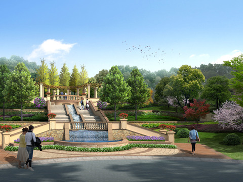 park fountain gallery pavilion landscape psd