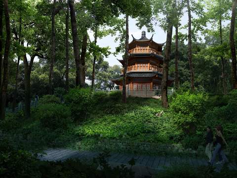 Neo-Chinese Style Chinese Ancient Architecture appearance psd