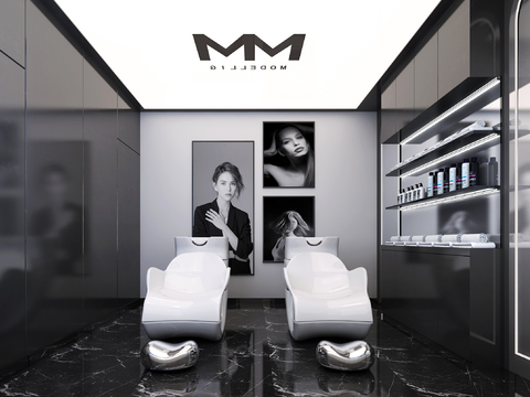 Modern barber shop shampoo area