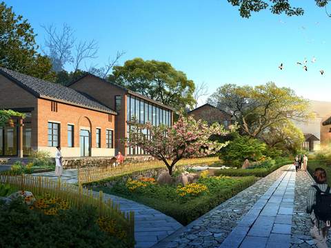 New Chinese Courtyard Park Landscape psd