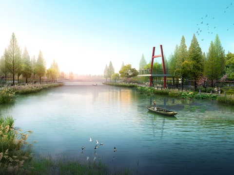 modern wetland landscape psd