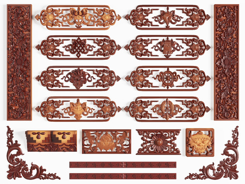 Southeast Asian Carved Ethnic Lace Corner Combination