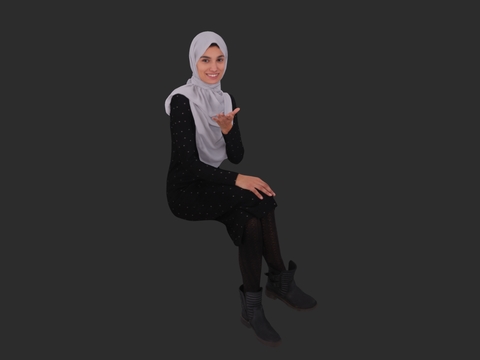 Women wearing headscarf female sitting posture