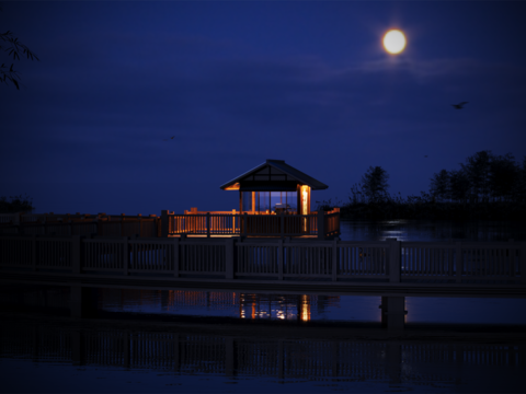 Chinese Park Pavilion Rest Pavilion Night View