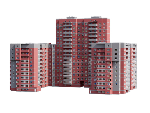 High-rise residential quarters, buildings, foreign houses