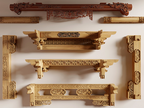 Chinese-style carved beam wooden beam bucket arch mortise and tenon structure