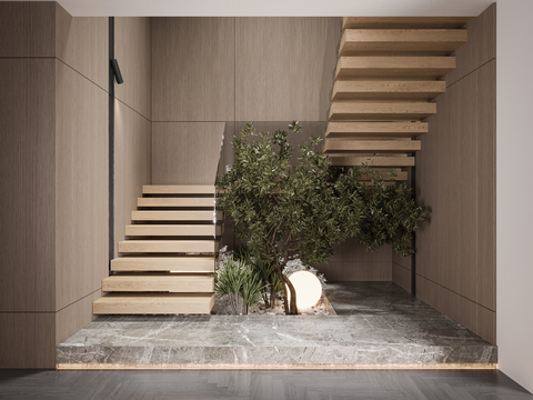 Stairwell landscaping suspended stairs