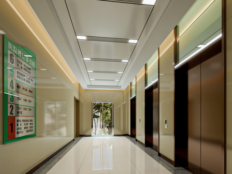 modern hospital elevator hall