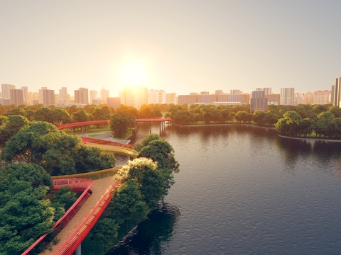 Riverside Landscape Bridge Waterscape Park Landscape