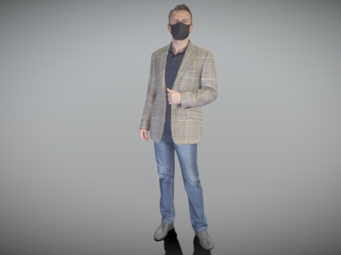 Casual suit men wearing masks men